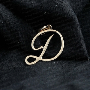 Pingente sólido de ouro amarelo 14k D, colar com pingente inicial de ouro feito à mão, pingente de ouro D letra joias pingente unissex 16X16 MM novo