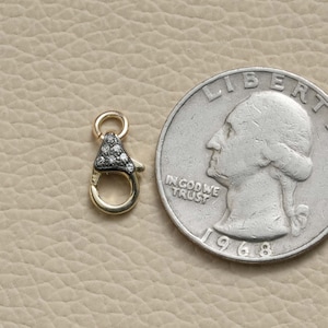 Solid 14k Gold Lobster Claw Clasp Finding Minimalist Jewelry Pave Diamond Spring Clasp 12X06 MM Tinny Finding New Jewelry Small Connector