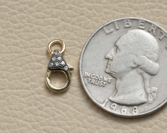 Solid 14k Gold Lobster Claw Clasp Finding Minimalist Jewelry Pave Diamond Spring Clasp 12X06 MM Tinny Finding New Jewelry Small Connector