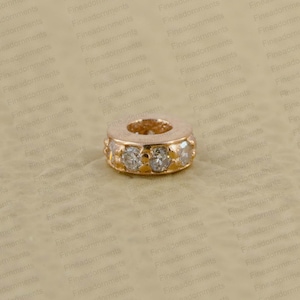 Solid 14k Rose Gold Round Finding, Pave Diamond Jewelry, Diamond Minimalist Finding, 4X4 MM Tinny Finding,  Rose Gold Jewelry Connector New