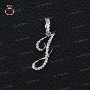 Presente de Dia dos Namorados Sólido 14k Ouro Branco Pequeno J Inicial Pingente Pave Diamond Jewelry Pingente de Charme de Ouro Unissex Pave Diamond Jewelry