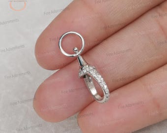 Cierre de oro blanco macizo de 14 quilates con diamantes pavé, broche de joyería, mosquetón hecho a mano, conector de joyería, oro, diamante, nuevo