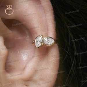 Solid 14k Yellow Gold No Piercing Ear Cuff Prong Diamond Cartilage Earring  Minimalist Ear Cuff Conch Ear Cuff Earrings Gold Diamond Jewelry