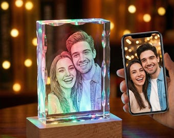 Foto de cristal 3D personalizada: recuerdo grabado, regalo de aniversario