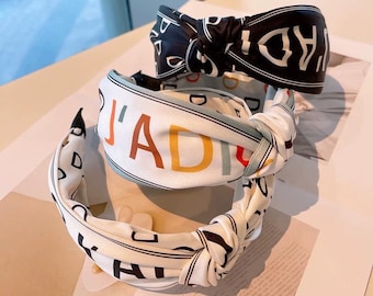 summer Knotted Headband for Women Cute Hair Bow Head Band Adults Girls Hair Accessories Wide Bowknot Hairband Letter kids outfit headwear