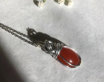 Carnelian Handmade Necklace Natural Gift Cabochon Handmade Jewelry Natural Crystals Cristalloterapia Witchcraft Pietre Dure Aesthetic