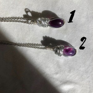 Purple Agate Necklace Natural Stone Handmade Jewelry Cabochon Gift Natural Crystals Aesthetic image 2