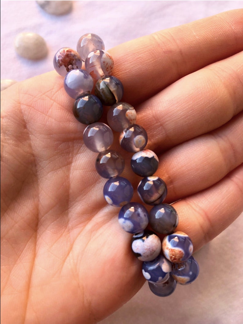 Bracelets 8 Types Gemstones Labradorite Sodalite Moss Agate Blue Vein Agate Sunstone Rose Quartz Natural Stones Crystals Crystal Therapy Dragon Agate