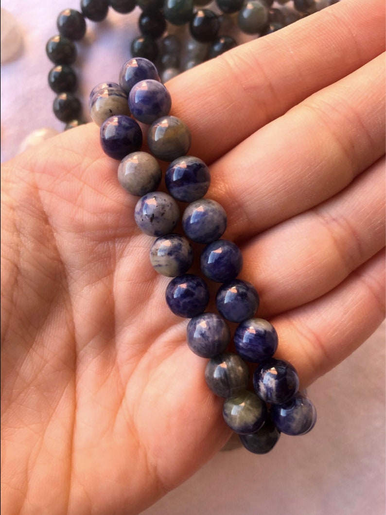 Bracelets 8 Types Gemstones Labradorite Sodalite Moss Agate Blue Vein Agate Sunstone Rose Quartz Natural Stones Crystals Crystal Therapy Sodalite