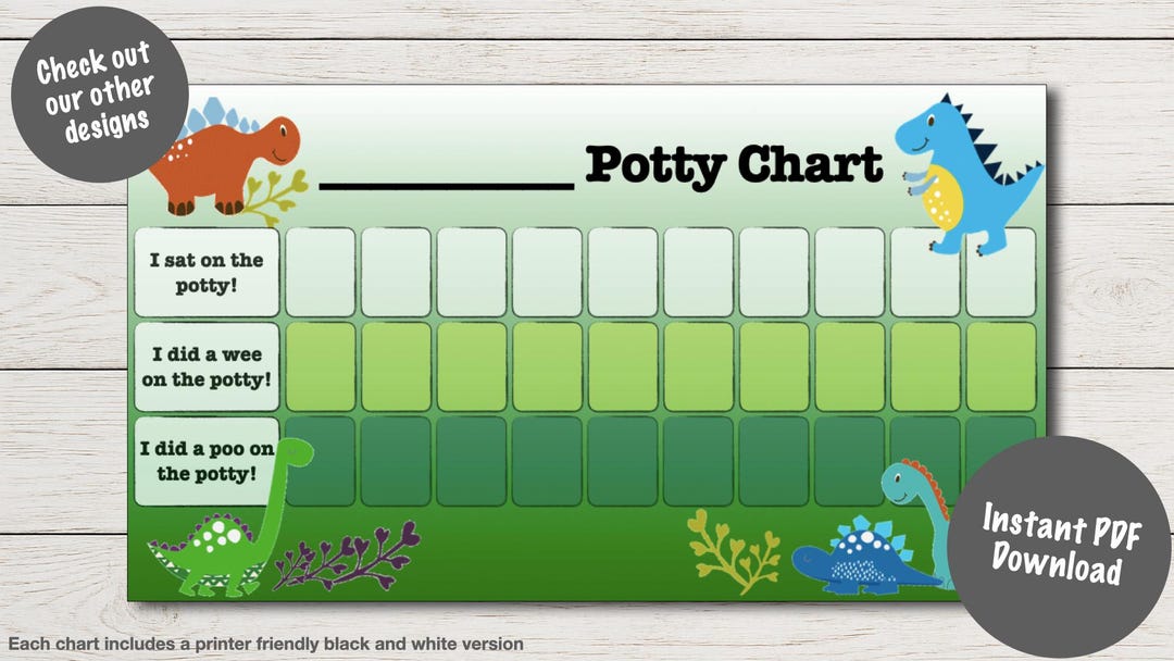 Dinosaur Potty Training Chart – Fun Printable for Toddlers (digital ...