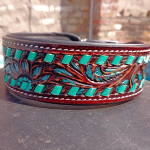 Handmade Personalized Dog Collar Leather Tooled free shipping