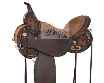 Western Leather Saddle Barrel Racing Horse Tack Set Size 10 To 18 Seat Freeship