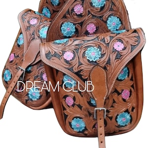 Leather Western Saddle Bag Freeshipping