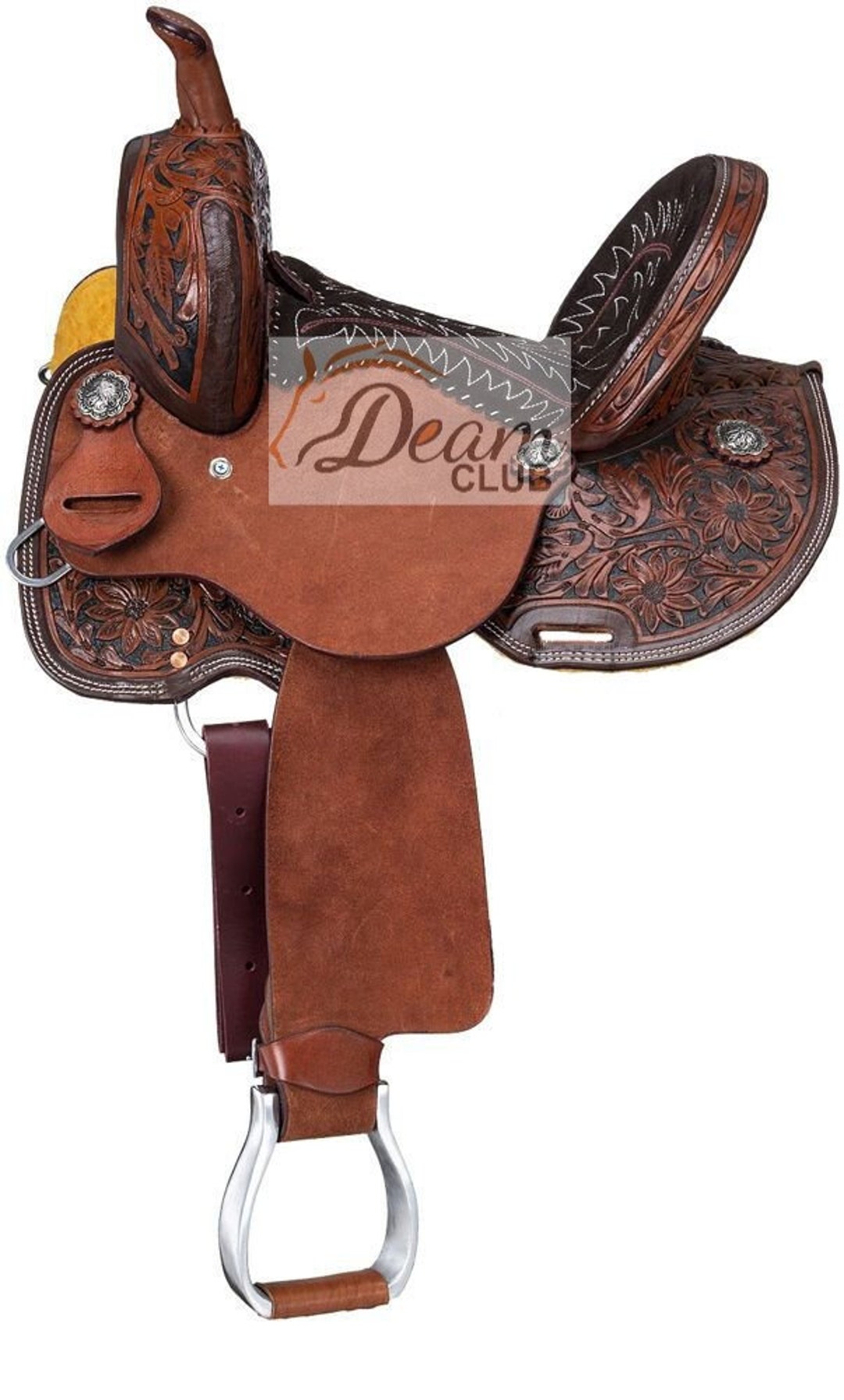 Western Saddle Leather Horse Barrel Saddle Tack Breast Collar