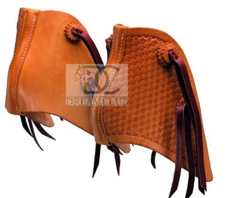 Custom Made Western Saddle Tapaderos Stirrups Leather Handmade Sewn