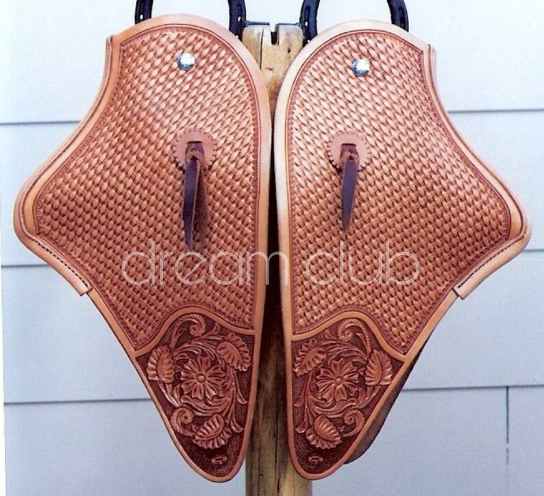 Custom Made Western Saddle Tapaderos Stirrups Leather Handmade Sewn