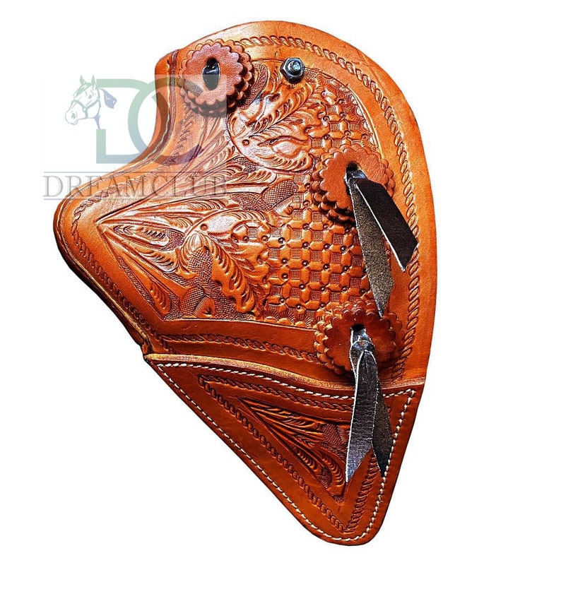 Custom Made Western Saddle Tapaderos Stirrups Leather Handmade Sewn