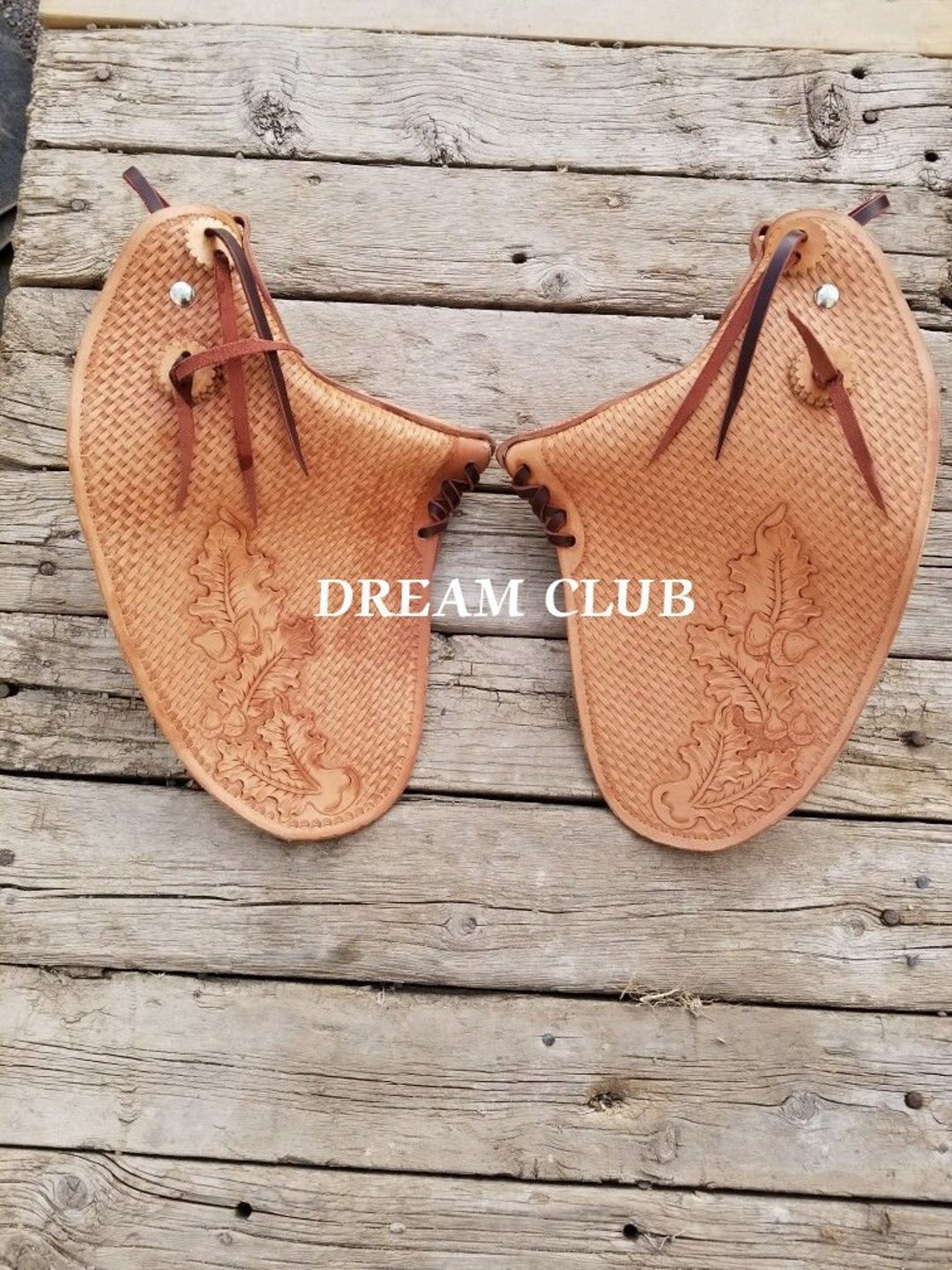 Custom Made Western Saddle Tapaderos Stirrups Leather Handmade Sewn