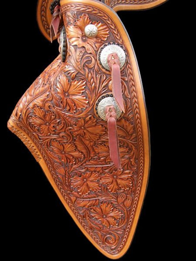 Custom Made Western Saddle Tapaderos Stirrups Leather Handmade Sewn