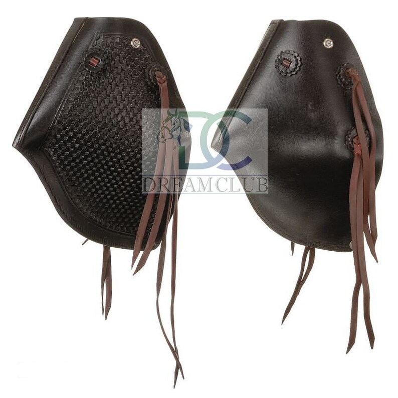 Custom Made Western Saddle Tapaderos Stirrups Leather Handmade Sewn