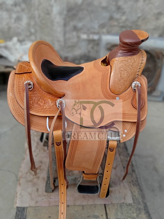Western Leather Roping Work Bucking Rolls Are Attached Horse Saddle Set Size 10' to 20 inch Freeshipping
