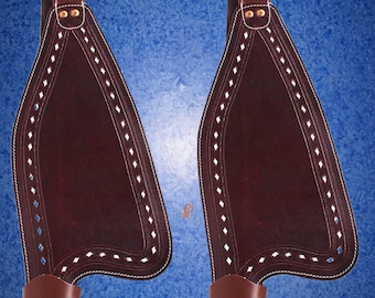Handmade Horse Western Leather Replacement Saddle Fenders Pair Free Ship