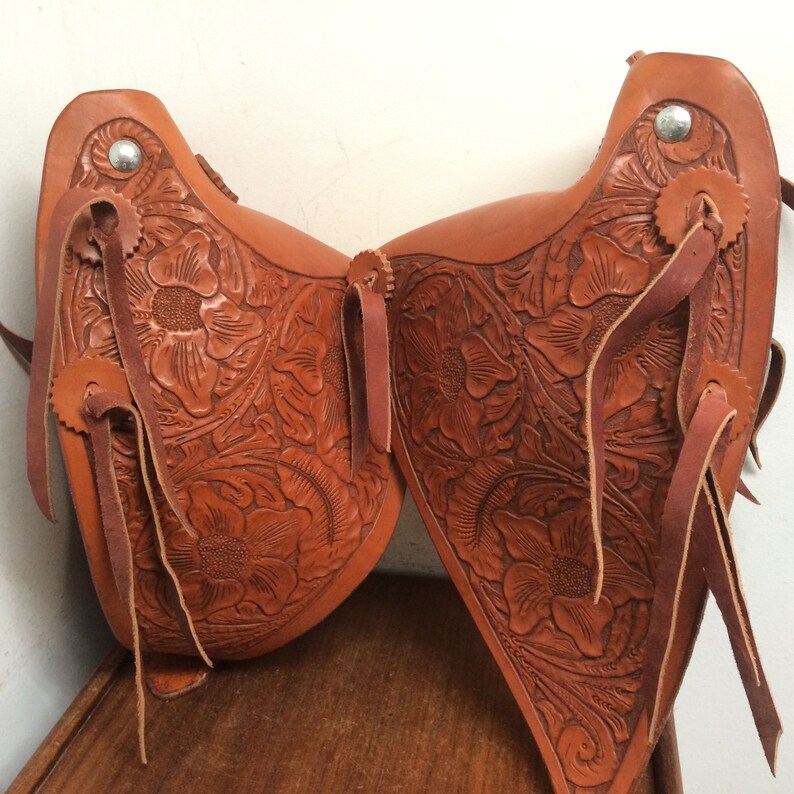 Custom Made Western Saddle Tapaderos Stirrups Leather Handmade Sewn