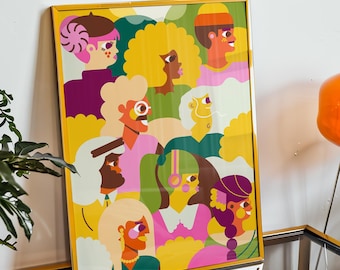 Multicultural People Art Print, Diversity Poster (Digital Download)