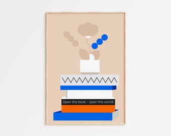 Minimalistische leesposter, literaire muurkunst voor boekenhoekje, cadeau boekenliefhebber, leeshoek, boekposter, grote lettertjes, bibliotheekdecor