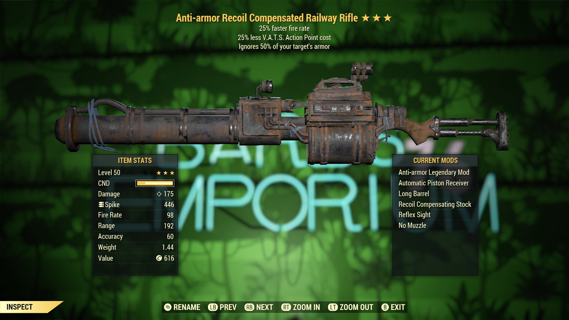 Fallout 76 Super RARE Railway Pipe Rifle Hybrid FO76 PC Fast