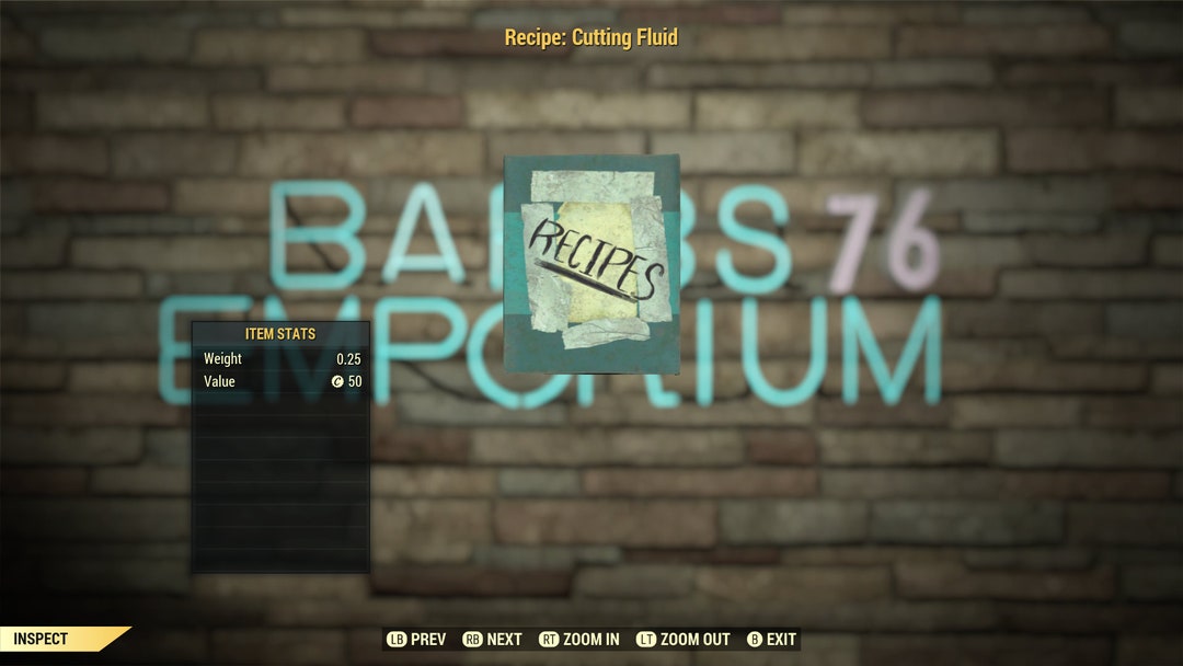 Cutting Fluid Recipe Fallout 76