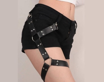 Vegan Leather Thigh Harness - Edgy Leg Accessory, Plus Size