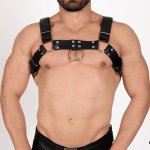 Men's Leather Bulldog Chest Harness - Handcrafted - Plus Size Options - Gift for Men - Leather Outfit Accessory