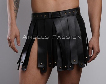 Men's Leather Gladiator Kilt - Rave Cosplay Costume - Warrior Roman Gladiator - Plus Size Options