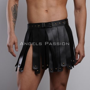 Men&#39;s Leather Gladiator Skirt Harness - Plus Size Options - Cosplay Costume Accessory