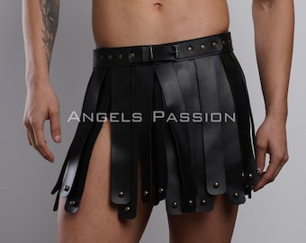 Men's Leather Gladiator Skirt Harness - Plus Size Options - Cosplay Costume Accessory