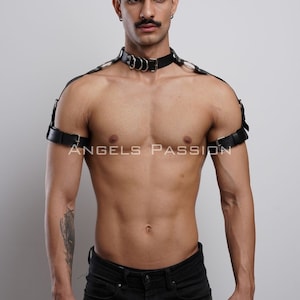 Men&#39;s Leather Shoulder Harness - Clubwear Accessories - Plus Size Options - Rave Clothing