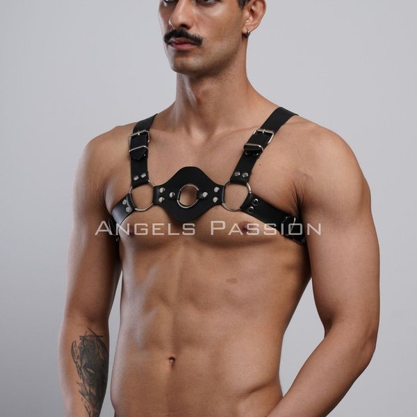 Men's Leather Chest Harness - Handcrafted Bulldog Harness - Plus Size Options - Clubwear