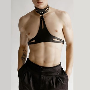 Men's Stylish Leather Chest Harness - Handcrafted - Plus Size Options - Rave Leather Outfit - Custom Harness - Gift for Men
