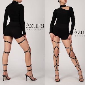 Stylish Women&#39;s Leather Leg Harness - Plus Size Options - Customizable Gift for Women