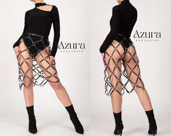 Vegan Leather Skirt Harness – High-Waisted Festival Rave Clothing