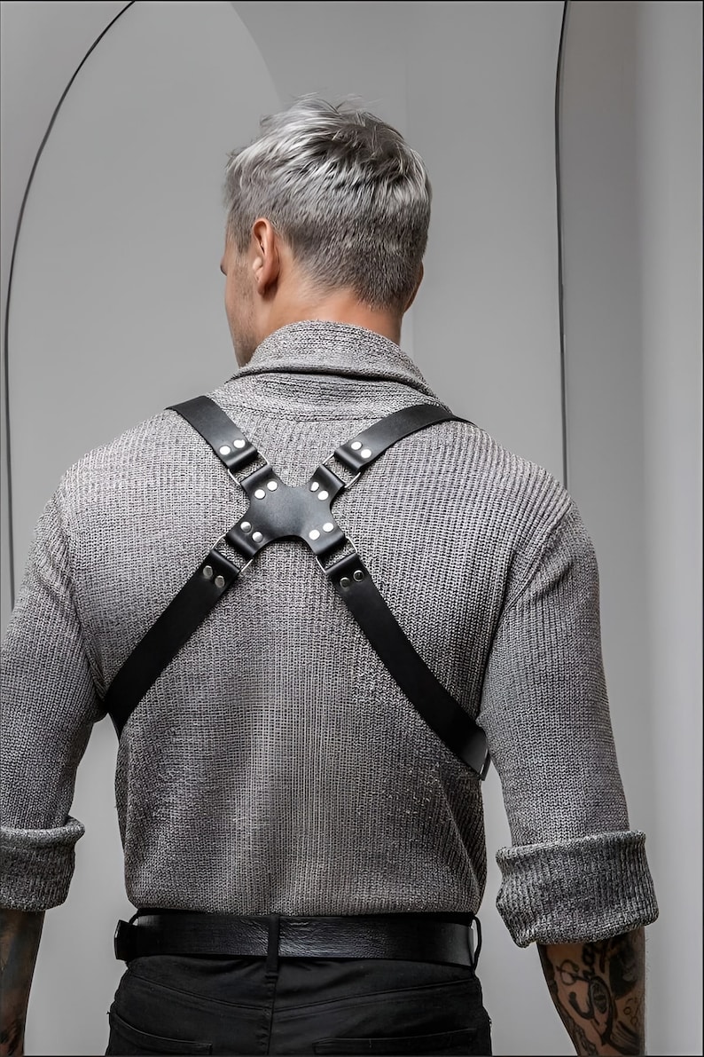 Men's Leather Chest Harness Suspenders Plus Size Options - Etsy