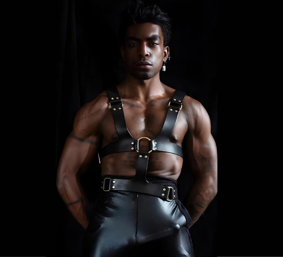 Harness Men, Men's Chain Leather Chest Harness, Men's Lingerie, Sexy M