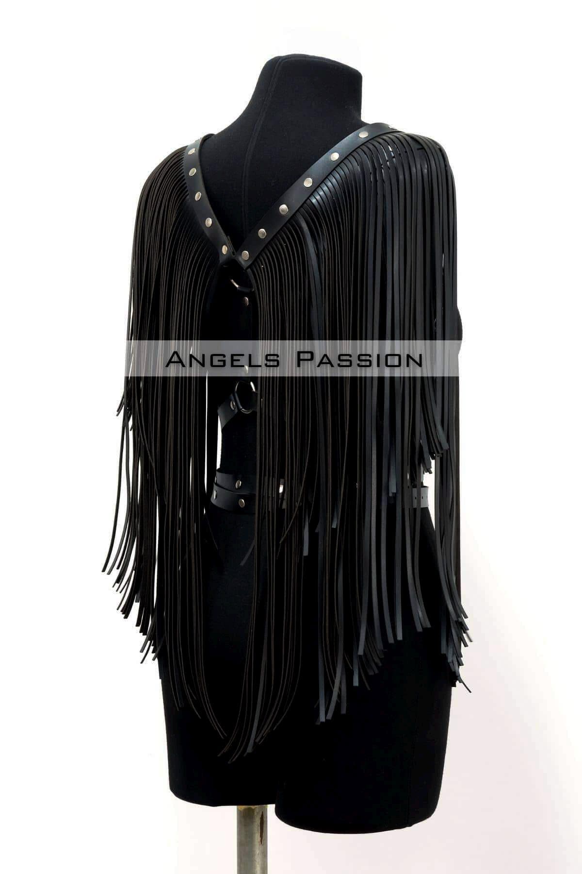 Fringe Vegan Leather Harness Top – Festival Rave Fashion 