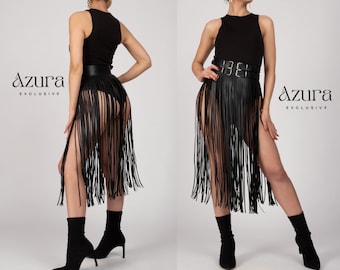 Vegan Leather Fringe Skirt Harness – Festival Rave Plus Size