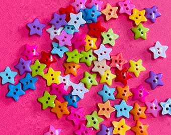 Lot of 20 STAR Buttons Cute Stars Buttons Random Buttons Sewing Scrapbooking Craft Supplies Button Art