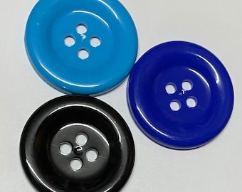 Lot of 3 GIANT BUTTONS - Huge Buttons - Round Buttons - Card Making, Junk Journalling Sewing Craft Supplies - Gorgeous Colours