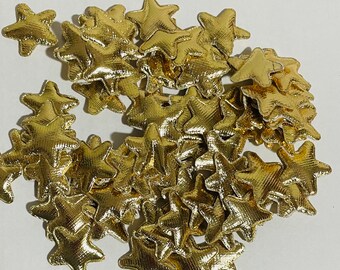 Aplique de enfeites de estrelas inchadas com estrelas douradas e prateadas para costura, scrapbooking e diário - lote com 20