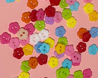 Lot of 20 Flower Buttons Cute Flower Buttons Buttons Sewing Scrapbooking Craft Supplies Button Art
