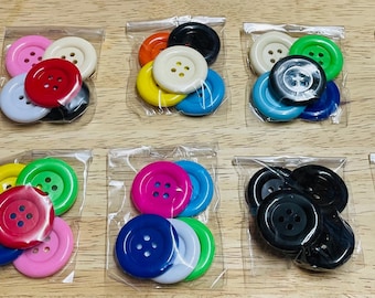 Lot of 5 LARGE BUTTONS - Big Buttons - Round Buttons - Card Making, Junk Journalling Sewing Craft Supplies - Gorgeous Colours